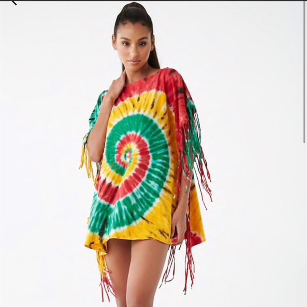 tie-dye kaftan swim cover-up